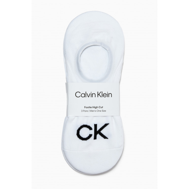 Calvin Klein - Footie High Cut Socks, Set of 3 White