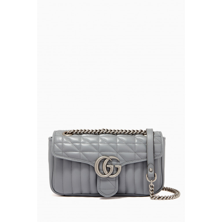 Gucci - GG Marmont Small Shoulder Bag in Matelassé Leather Grey