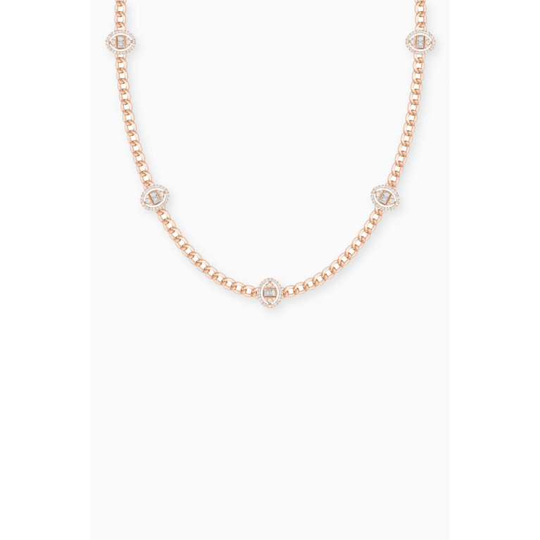Samra - Quwa Five Oval Diamond Necklace in 18kt Rose Gold