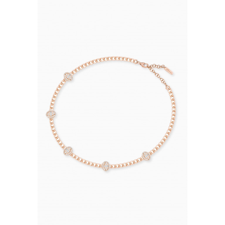 Samra - Quwa Five Oval Diamond Necklace in 18kt Rose Gold