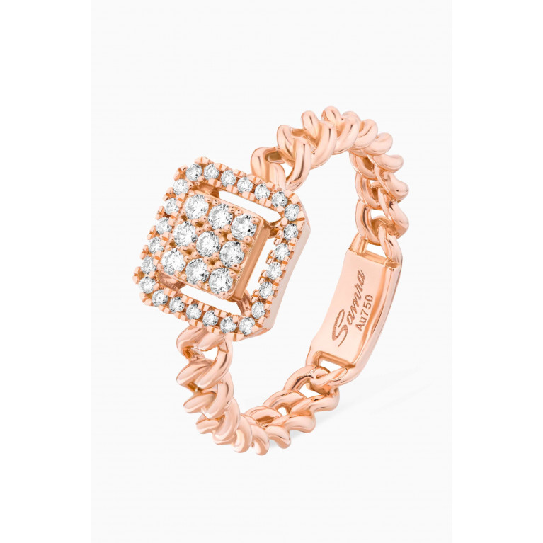Samra - Quwa Square Diamond Single Ring in 18kt Rose Gold