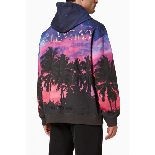 Valentino - Palms Cape Hoodie in Cotton Jersey