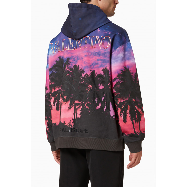 Valentino - Palms Cape Hoodie in Cotton Jersey