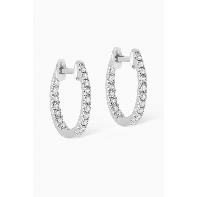 Djula - Graphique Diamond Hoop Earrings in 18kt White Gold White