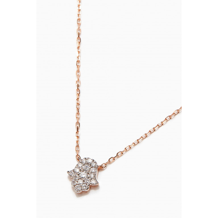 Djula - Magic Touch Hand Diamond Necklace in 18kt Rose Gold Rose Gold