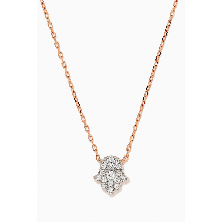 Djula - Magic Touch Hand Diamond Necklace in 18kt Rose Gold Rose Gold