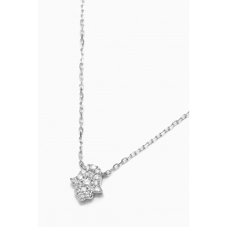 Djula - Magic Touch Hand Diamond Necklace in 18kt White Gold White