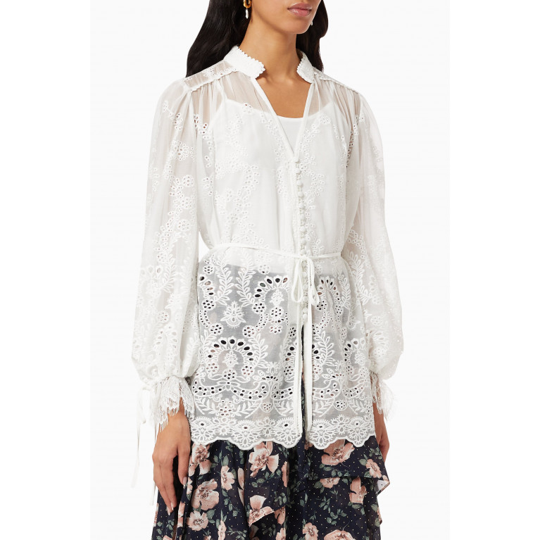 NASS - Floral Embroidered Blouse White