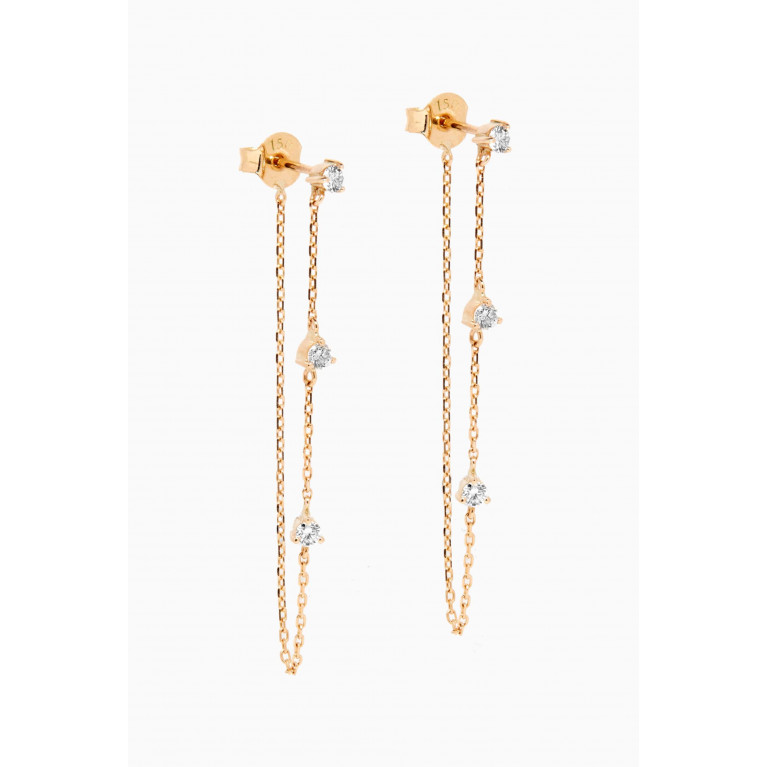 The Golden Collection - Diamond Chain Earrings in 18kt Yellow Gold