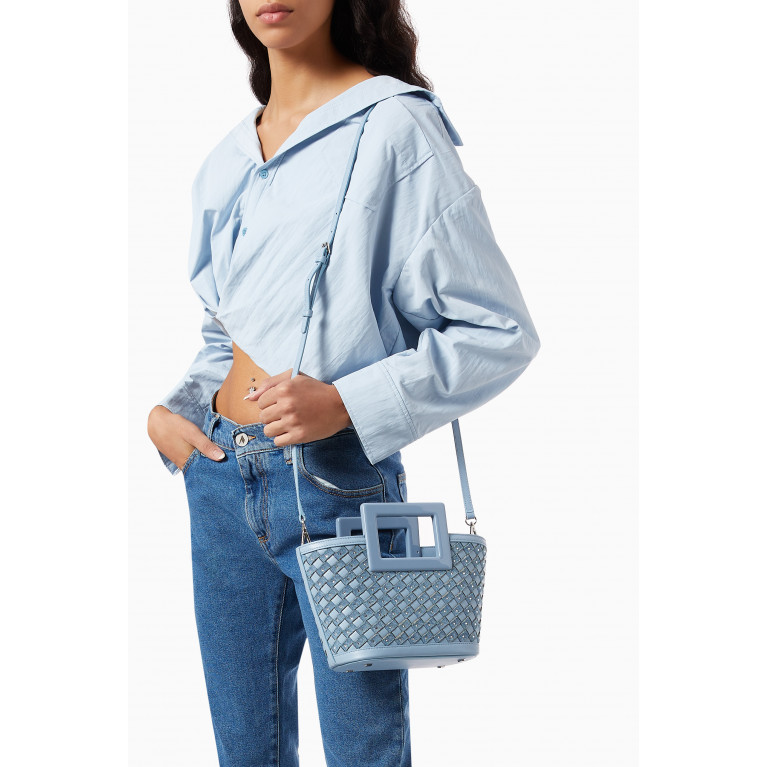 Marina Raphael - Micro Riviera Tote Bag in Woven Denim & Leather