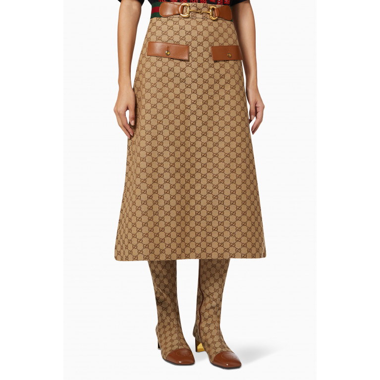 Gucci - Midi Skirt in GG Canvas Neutral