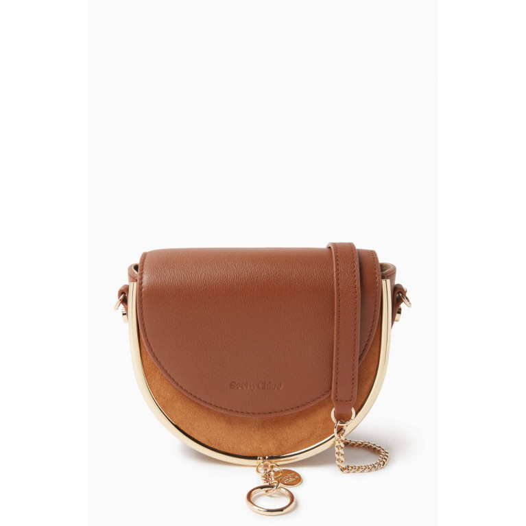 See By Chloe - Small Mara Evening Bag in Grained Leather & Suede Brown