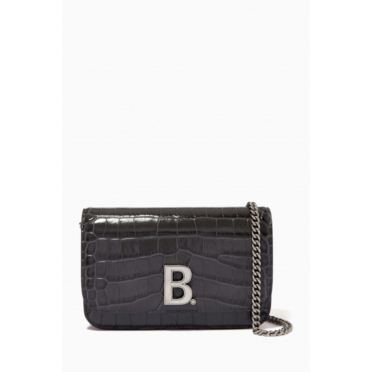 Balenciaga - B. Wallet on Chain in Shiny Crocodile Embossed Calfskin