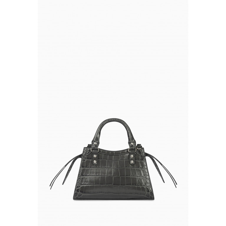 Balenciaga - Neo Classic Mini Top Handle Bag in Shiny Crocodile Embossed Calfskin