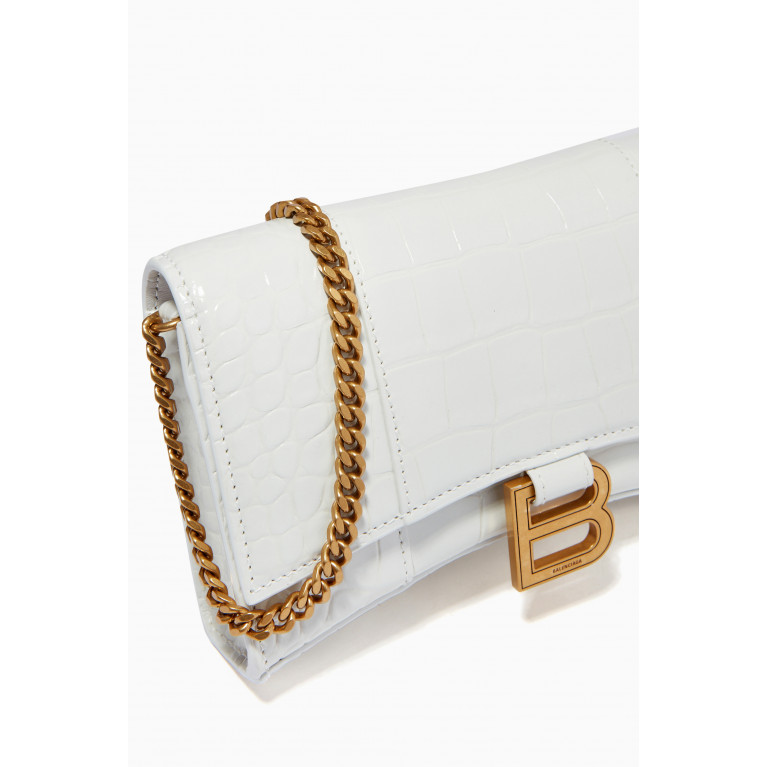 Balenciaga - Hourglass Wallet on Chain in Shiny Crocodile Embossed Calfskin