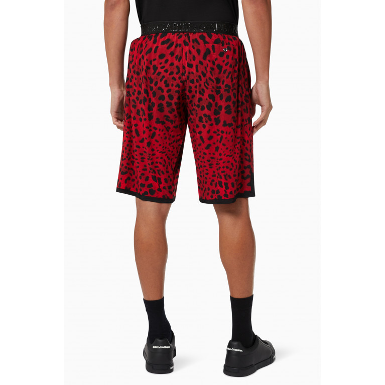 Dolce & Gabbana - Leopard Print Basketball Shorts in Viscose