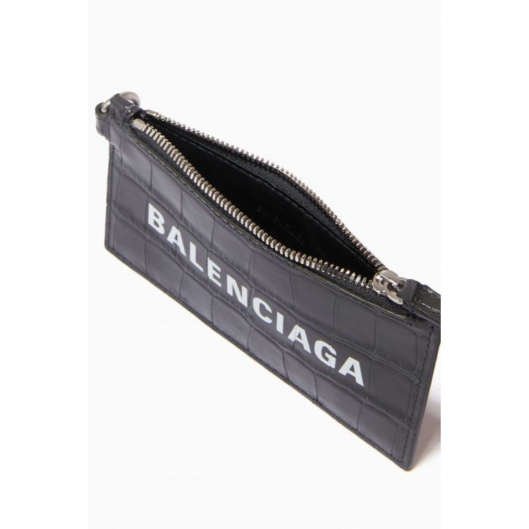 Balenciaga - Cash Card Case on Keyring in Croc-embossed Leather