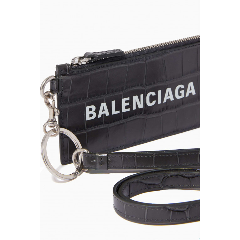 Balenciaga - Cash Card Case on Keyring in Croc-embossed Leather