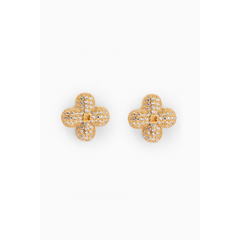 The Jewels Jar - Clover Stud Earrings in Gold Plated Sterling Silver