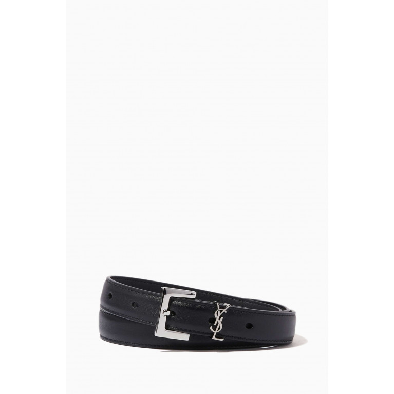 Saint Laurent - Monogram Narrow Belt with Square Buckle in Smooth Leather