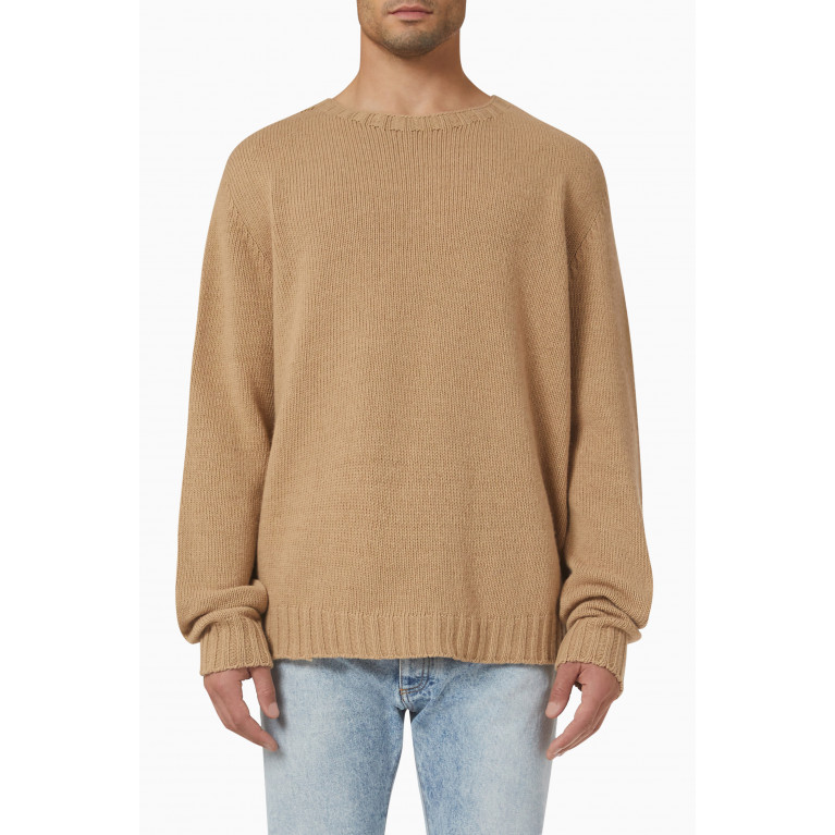 Palm Angels - Curved Logo Sweater in Wool Blend Neutral