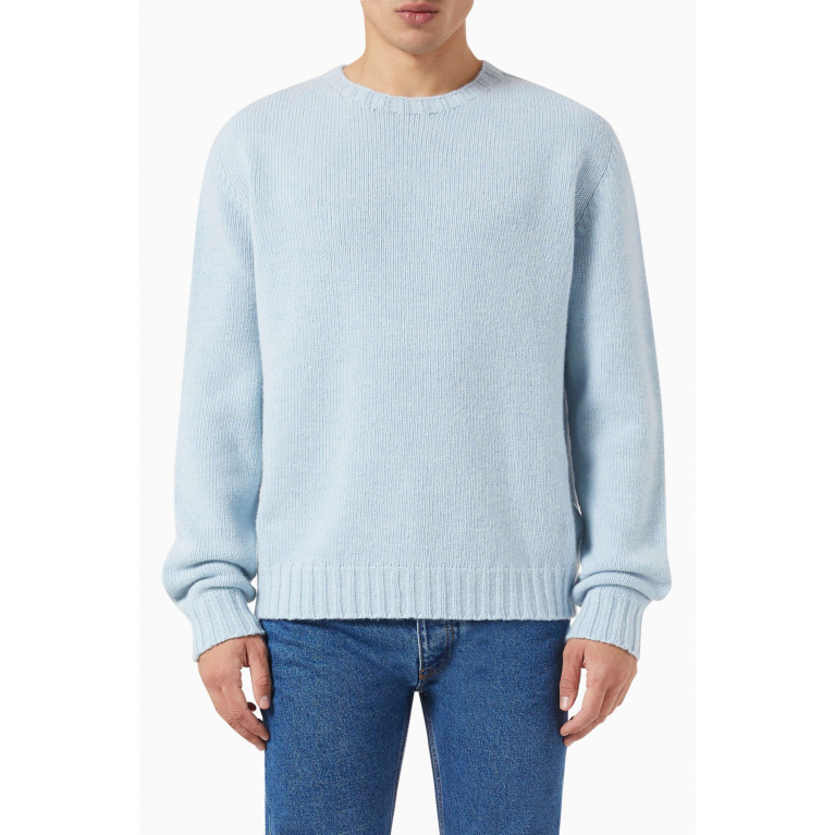 Palm Angels - Curved Logo Sweater in Wool Blend Blue