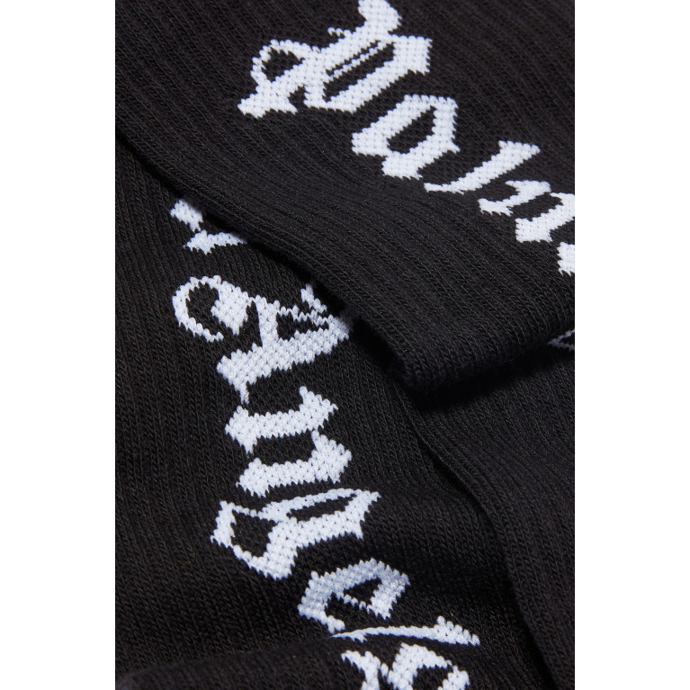 Palm Angels - Palm Angels - Vertical Logo Socks in Cotton Black