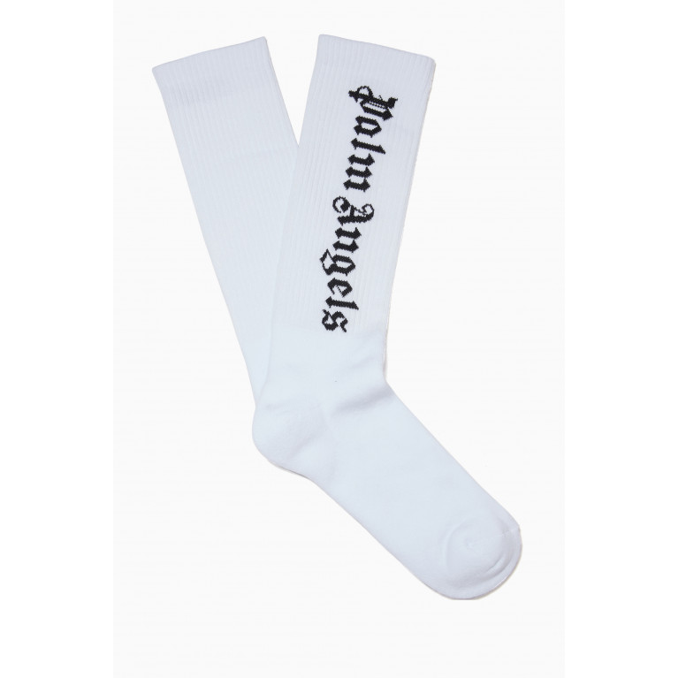 Palm Angels - Palm Angels - Vertical Logo Socks in Cotton White