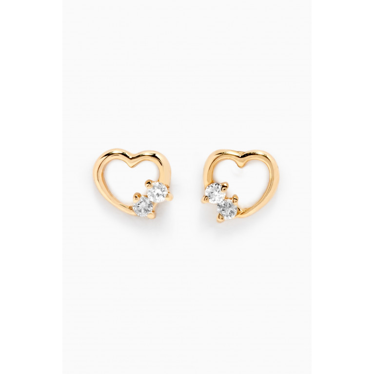 Baby Fitaihi - Heart Diamond Stud Earrings in 18kt Yellow Gold