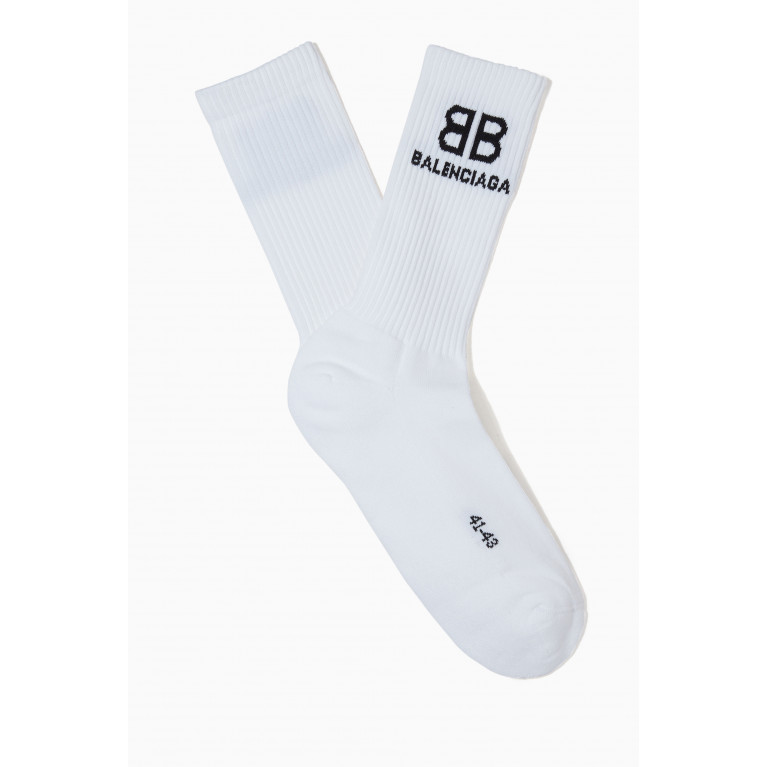 Balenciaga - Jacquard BB Tennis Socks in Ribbed Cotton