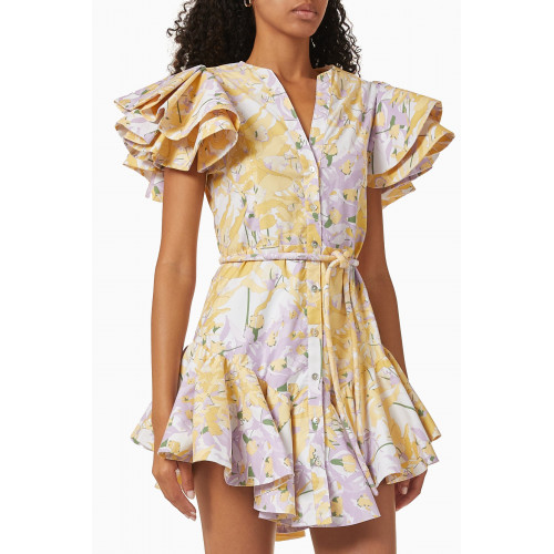 No Pise La Grama - Arbolada Mini Dress in Cotton Blend Multicolour