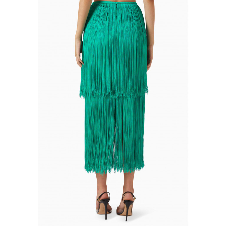 No Pise La Grama - Sol Fringe Skirt in Viscose Green