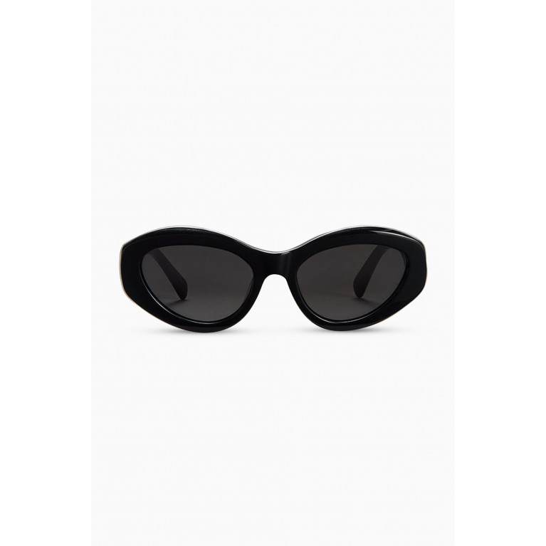 09 Oval Cat-eye Sunglasses Black
