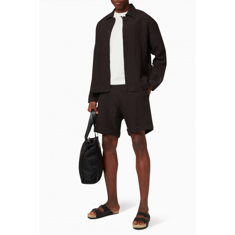 Marane - Elasticated Shorts in Linen Black