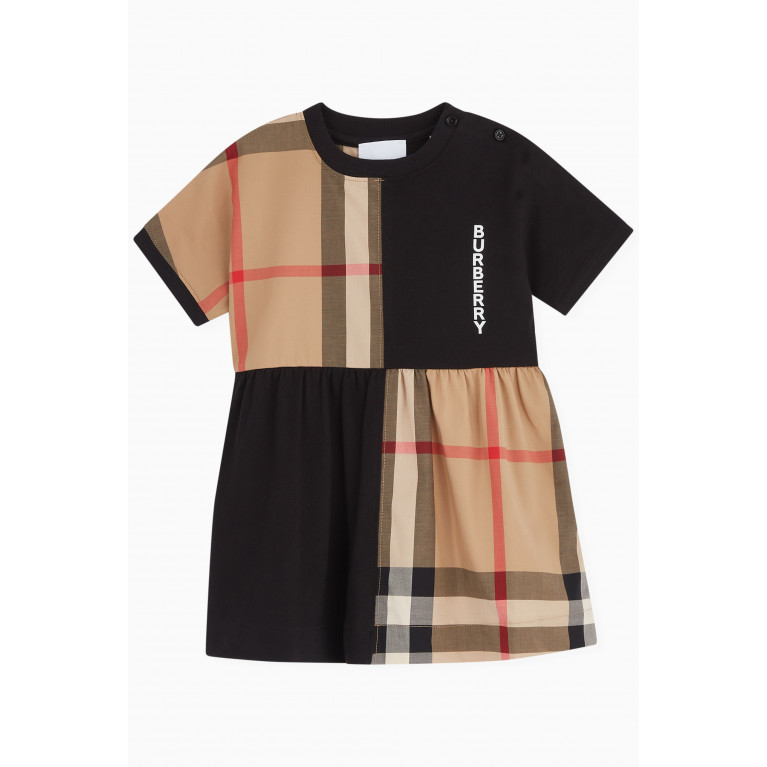 Burberry - Elena Check Panel Dress in Cotton Jersey