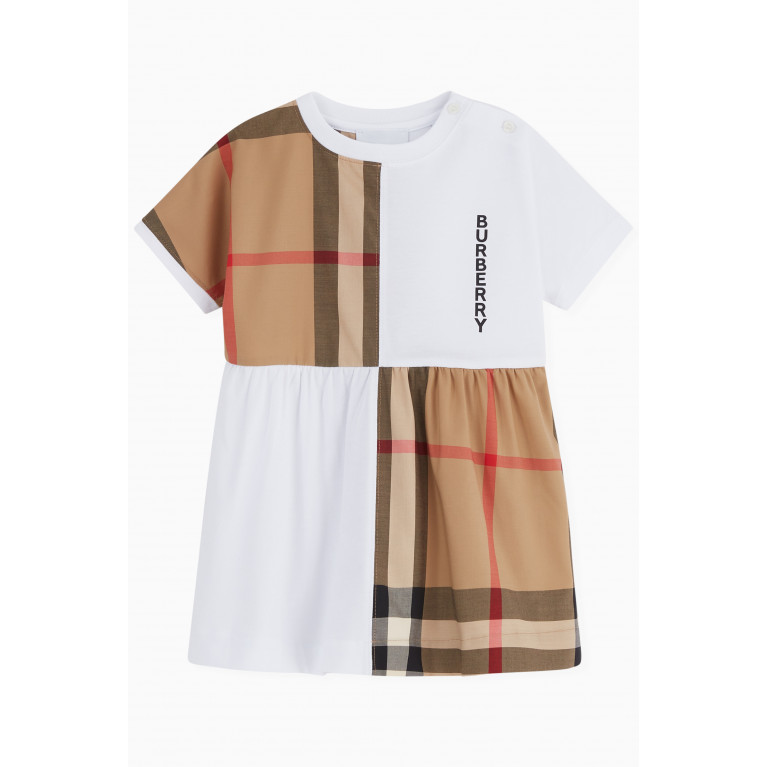 Burberry - Elena Check Panel Dress in Cotton Jersey