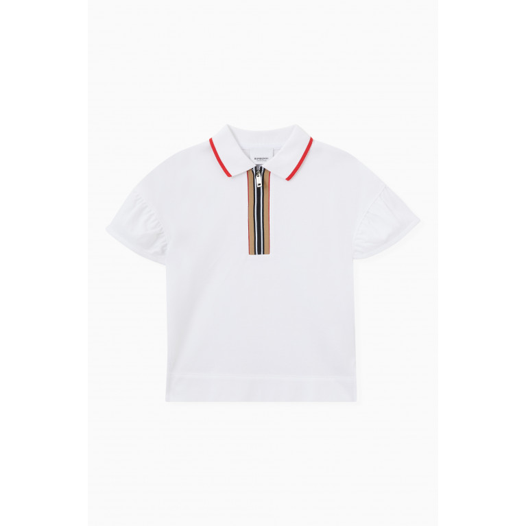 Burberry - Icon Stripe Detail Zip-front Polo Shirt in Organic Cotton Piqué