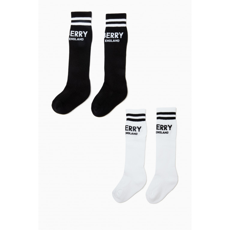 Burberry - Burberry - Logo Intarsia Socks in Technical Cotton, Set of 2