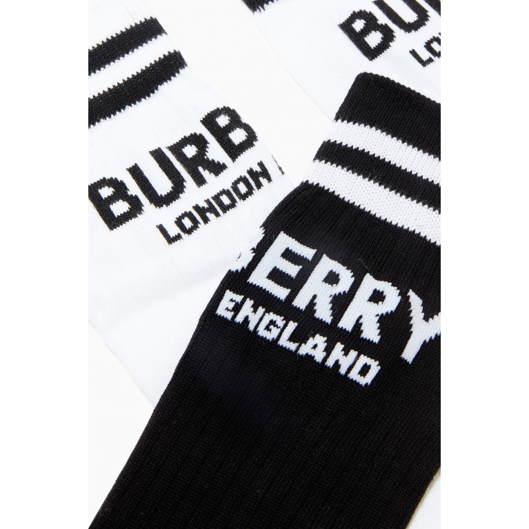 Burberry - Burberry - Logo Intarsia Socks in Technical Cotton, Set of 2