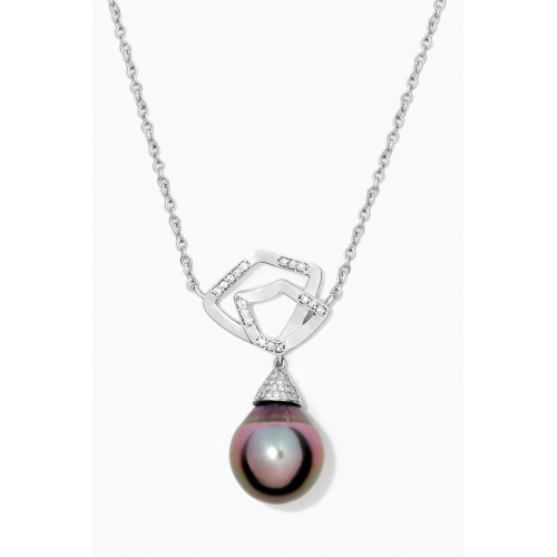 Robert Wan - Contour Pearl Pendant with Diamonds in 18kt White Gold