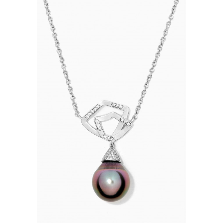 Robert Wan - Contour Pearl Pendant with Diamonds in 18kt White Gold