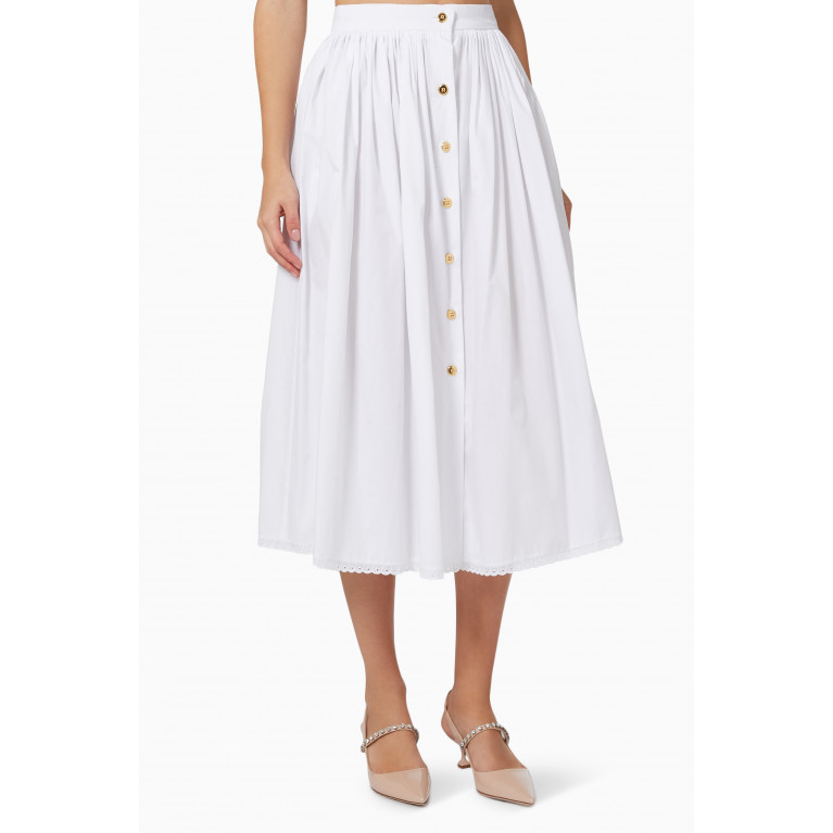 Miu Miu - Buttoned Midi Skirt in Cotton Poplin