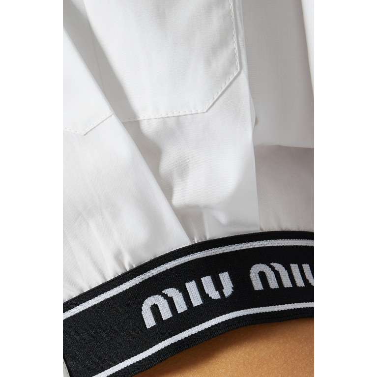 Miu Miu - Logo Band Cropped Shirt in Poplin