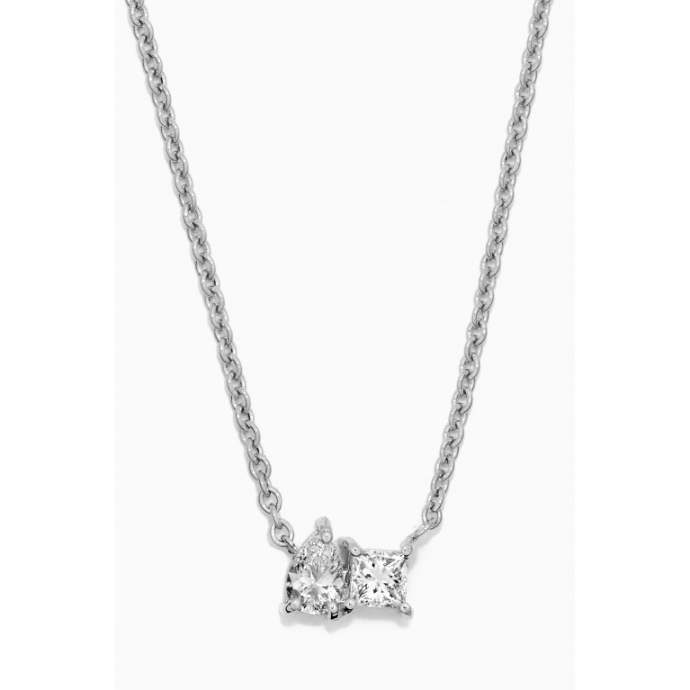 HIBA JABER - x Almasati Duo Sparkle Diamond Necklace in 18kt White Gold