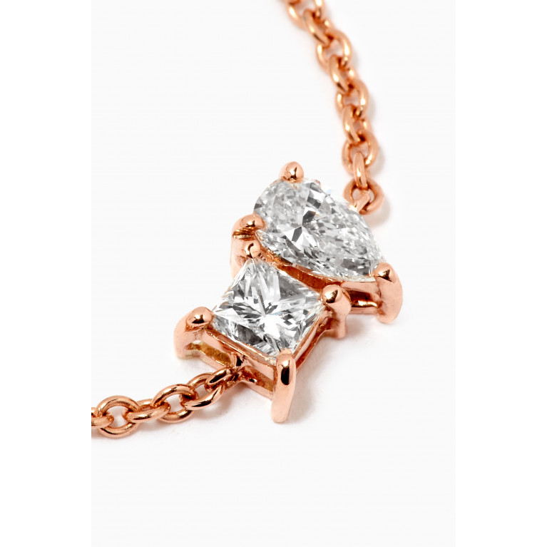 HIBA JABER - x Almasati Duo Sparkle Diamond Chain Ring in 18kt Rose Gold
