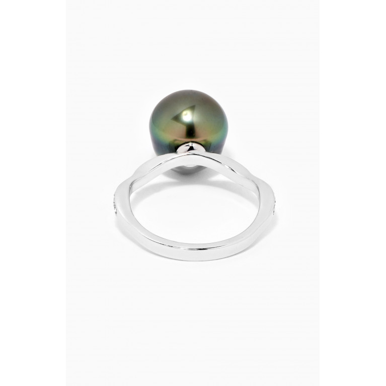 Robert Wan - Contour Pearl Ring with Diamonds in 18kt White Gold
