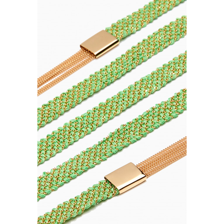 Samra - x Ounass Sukar Scarf Wrap Necklace in Silk & 18kt Yellow Gold Green