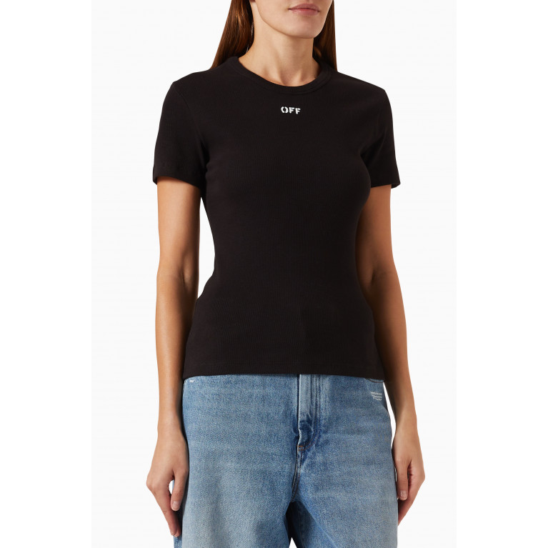 Off-White - OFF Stamp T-shirt in Ribbed Cotton Black