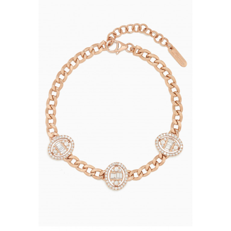 Samra - Quwa Three Oval Diamond Bracelet in 18kt Rose Gold