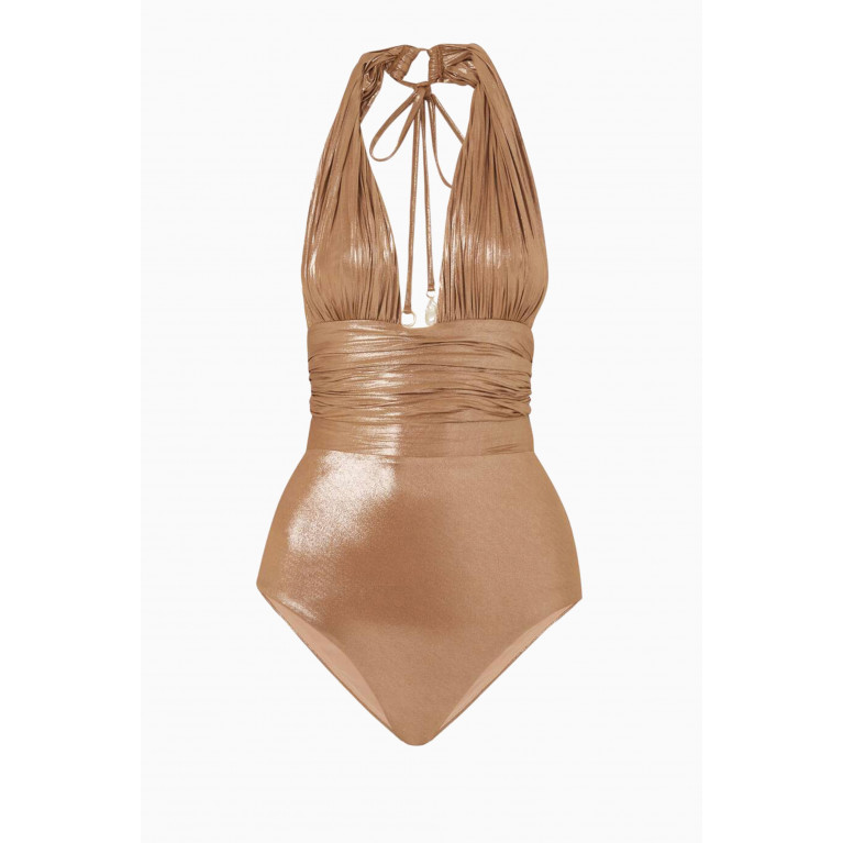 Maria Lucia Hohan - Jaelyn One-piece Swimsuit in Metallic Nylon Gold